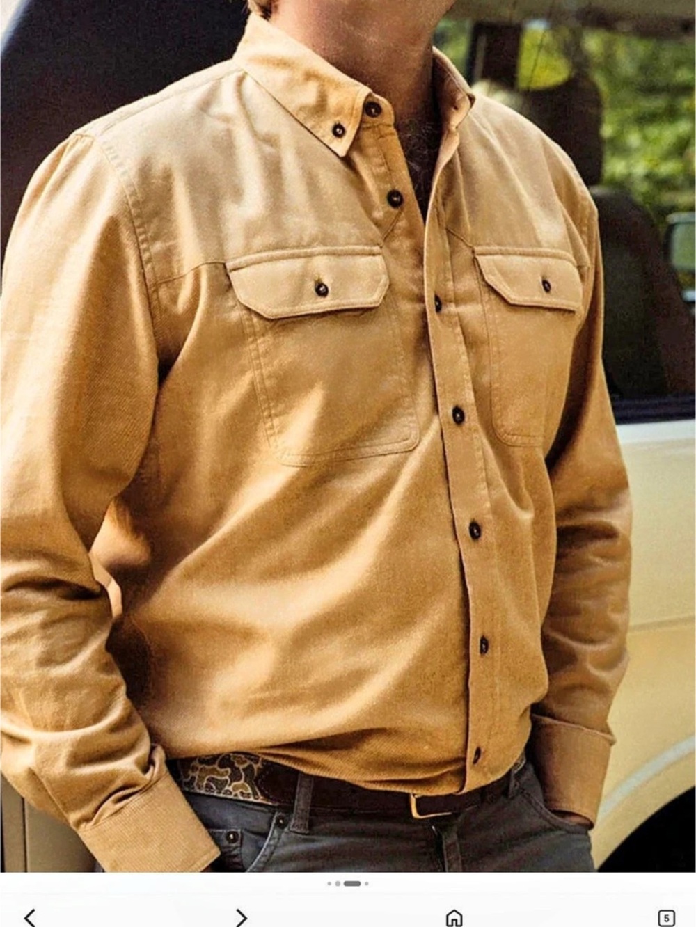 Cabelas Deerskin soft Chamois Tan Long Sleeve Shirt flannel like new large